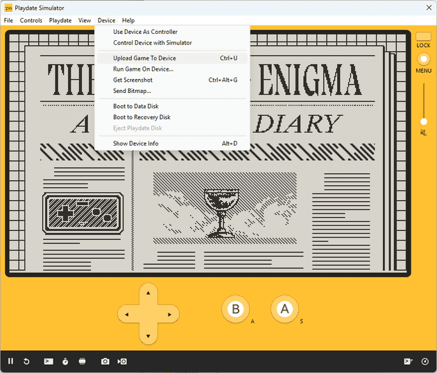 Charger le jeu du simulateur vers la Playdate